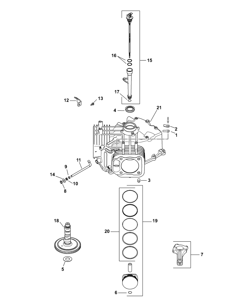 Kohler Sv715-3027 Crankcase Diagram and Parts List for RZT-S42 (17AF2BDS010-17WF2BDS010-17WF2BDS056-17WF2BDS210)(2012) Cub Cadet Lawn Tractor